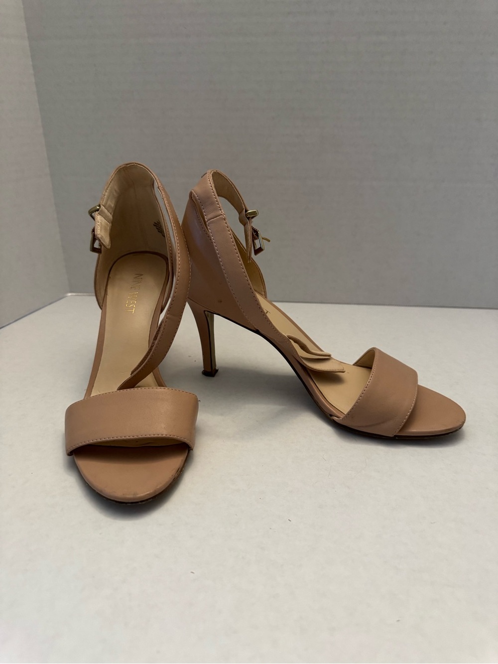 Nine West Nude Ankle Strap Heels - Size 7M - Classic Stiletto Sandals